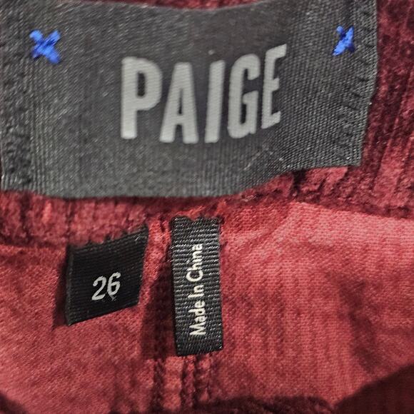 Paige Hoxton Slim Burgundy Corduroy Mid Rise Pants Size 26 - Picture 6 of 9